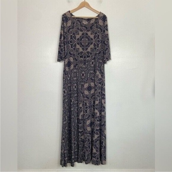 Soft Surroundings Juliette Soft Knit Maxi Dress Quilted Mixed Floral Handkerchie - Picture 3 of 5